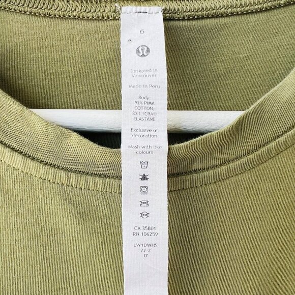 Lululemon Cotton Wrap-Front T-Shirt Dress Bronze Green Size 6 A140 - Picture 6 of 9